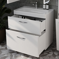 Style Line Тумба с раковиной Каре 80 напольная Люкс Plus белая – фотография-3